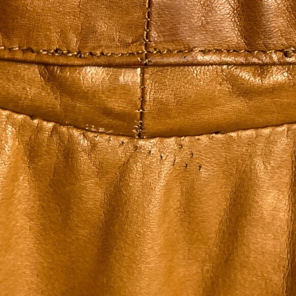 Liz Roberts Vintage 1970s Leather Coverall Jumpsuit Size M Brown Western Utility - Picture 16 of 16